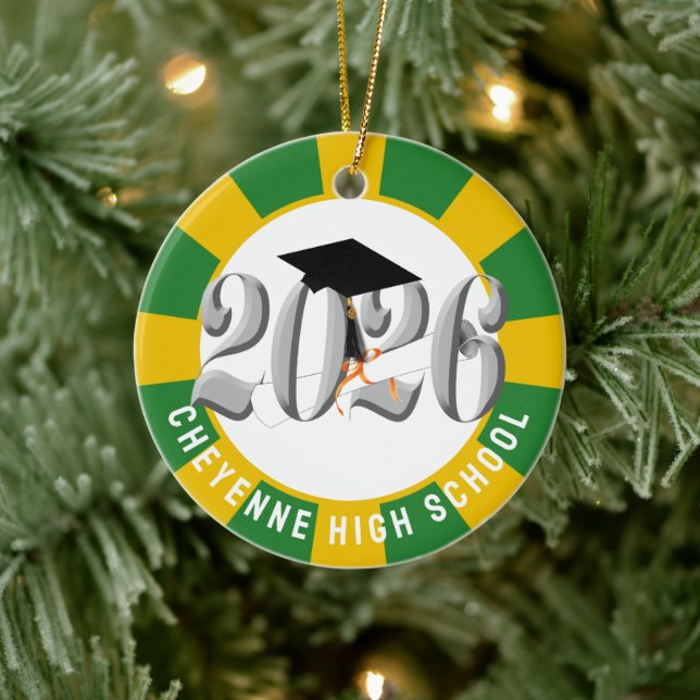 Silver Class of 2026 Photo Graduation Ceramic Tree Decoration (Tree)