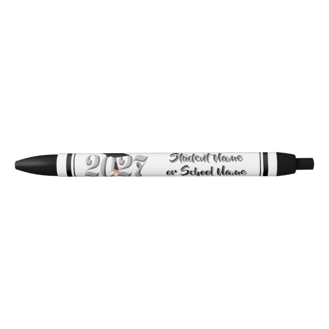 Silver Class of 2027 Graduation  Black Ink Pen (Front)