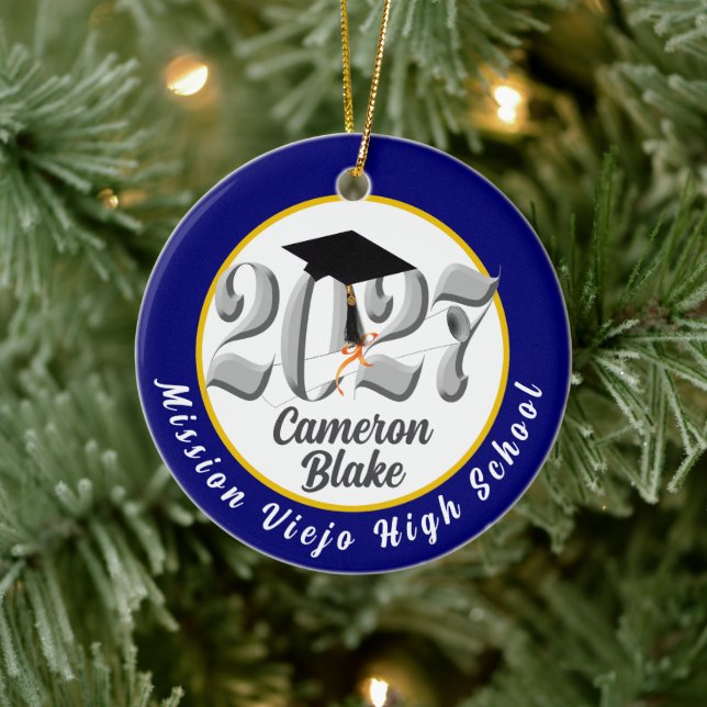 Silver Class of 2027 Photo Graduation Ceramic Tree Decoration (Tree)