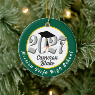 Silver Class of 2027 Photo Graduation Ceramic Tree Decoration