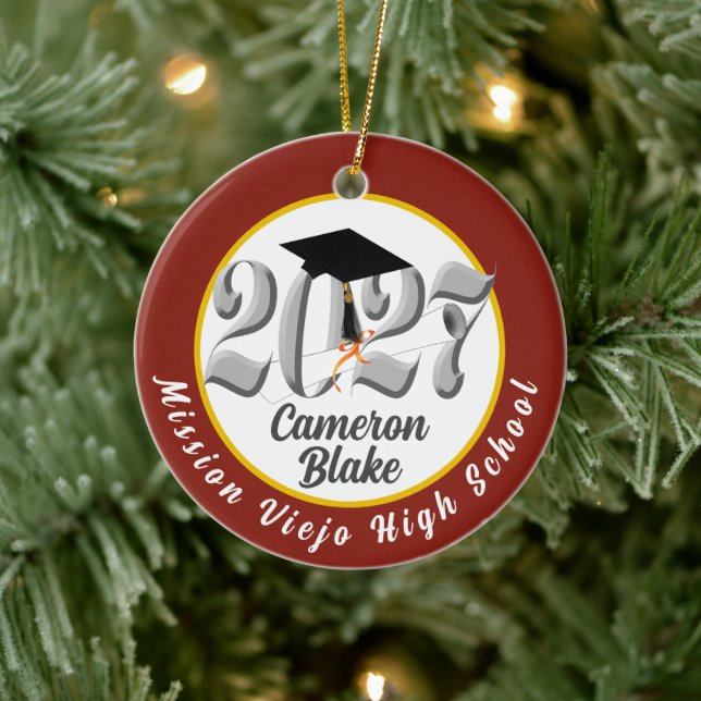 Silver Class of 2027 Photo Graduation Ceramic Tree Decoration (Tree)