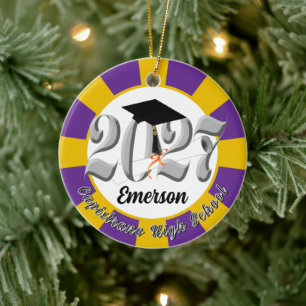 Silver Class of 2027 Photo Graduation Ceramic Tree Decoration