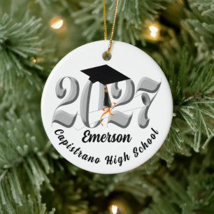 Silver Class of 2027 Photo Graduation Ceramic Tree Decoration