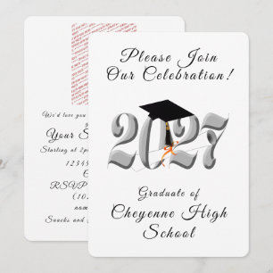 Silver Class of 2027 Photo Graduation Invitation