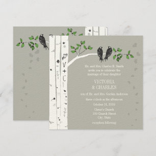 Silver Cloud Birch Vintage Birds Wedding Invite