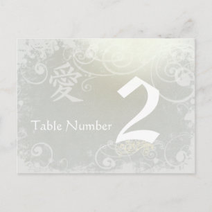 Silver Cloud Kanji Love Swirl Table Number Card