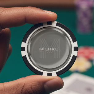 Silver Coin Name Monogram Initial Poker Chips