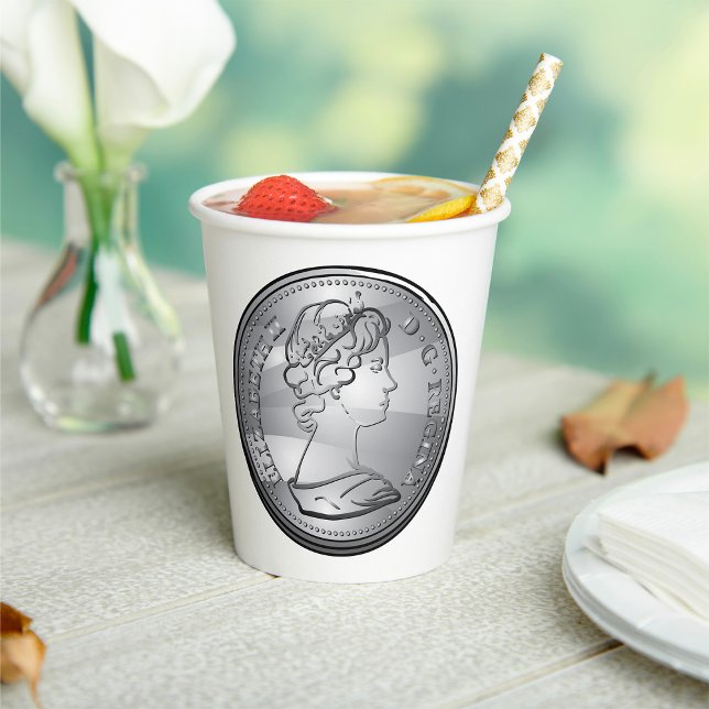 Silver Coin Queen Portrait Paper Cups (Creator Uploaded)
