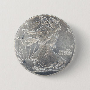 Silver Coin Replica Button