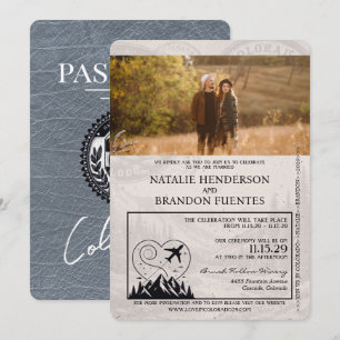 Silver Colorado Passport Wedding Invitation