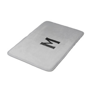 Silver Colour Black Monogram Bath Mat