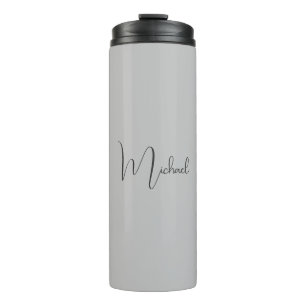 Silver Colour Elegant Grey Calligraphy Script Name Thermal Tumbler