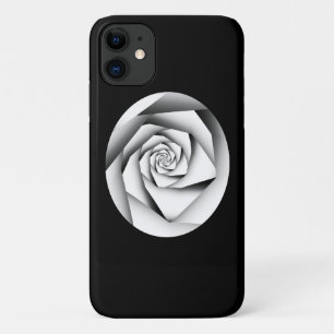 Silver Colour Geometric Style Rose on Black iPhone 11 Case