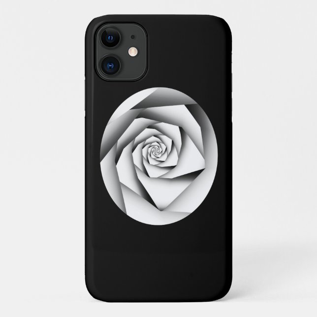 Silver Colour Geometric Style Rose on Black Case-Mate iPhone Case (Back)