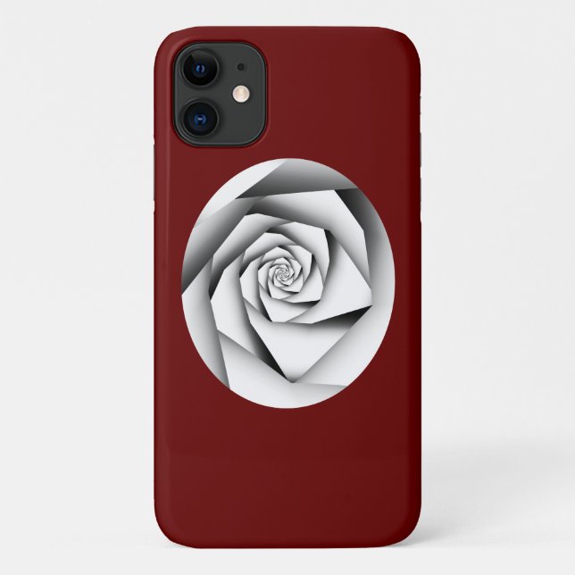 Silver Colour Geometric Style Rose on Dark Red Case-Mate iPhone Case (Back)