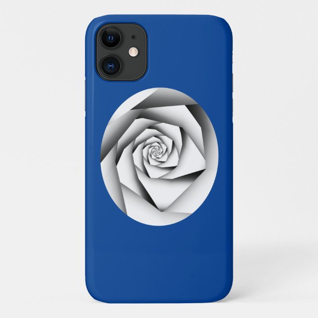 Silver Colour Geometric Style Rose on Deep Blue Case-Mate iPhone Case (Back)