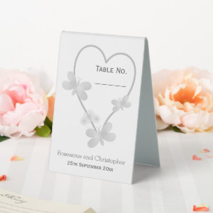 Silver Coloured Heart And Butterflies Wedding