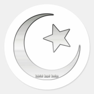 Silver Coloured Star and Crescent Symbol Classic Round Sticker