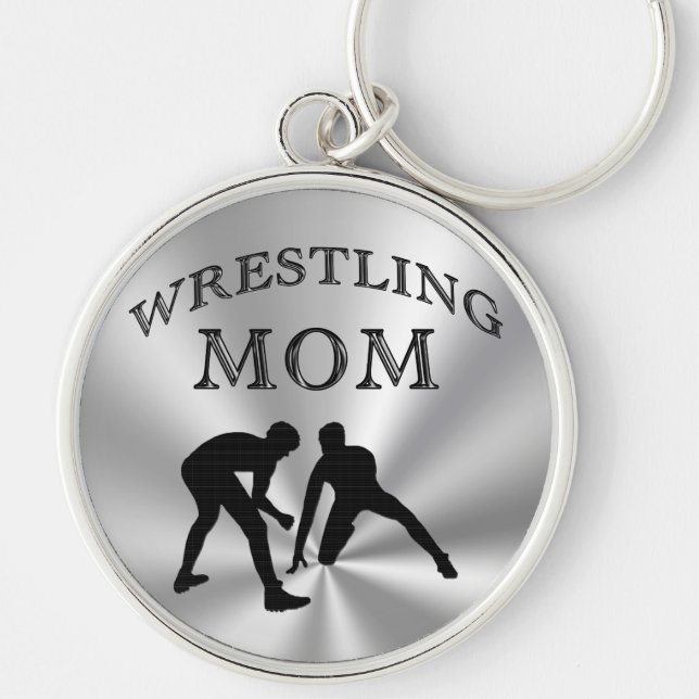 Silver Coloured Wrestling Mum Gifts Keychains (Front)
