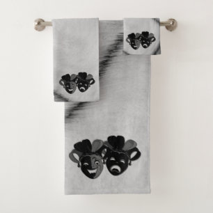 Silver Comedy and Tragedy Theatre Design Car Flag Bath Towel Set
