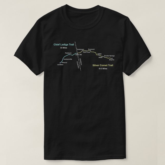Silver Comet Chief Ladiga Trail Route Map  T-Shirt (Design Front)