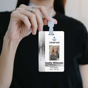 Silver Company Security QR Code Employee Photo ID ID Badge
