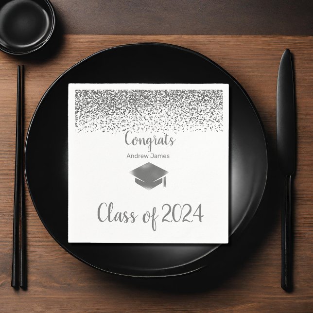 silver confetti 2022 graduation -  Congrats    Napkin (Creator Uploaded)