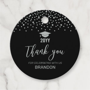 Silver Confetti 2022 Graduation Party Thank you Favour Tags