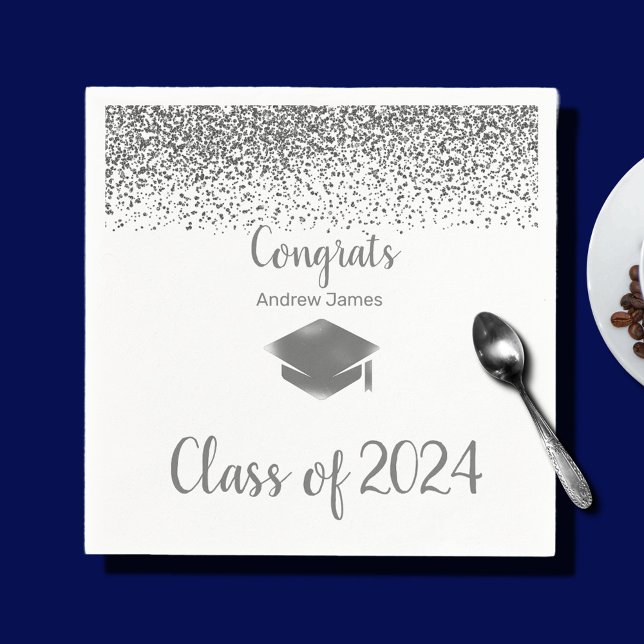 silver confetti 2024 graduation -  Congrats Napkin (Creator Uploaded)