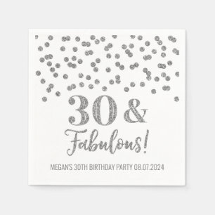 Silver  Confetti 30 & Fabulous Napkin