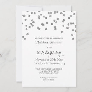 Silver Confetti 50th Birthday Party Invitation