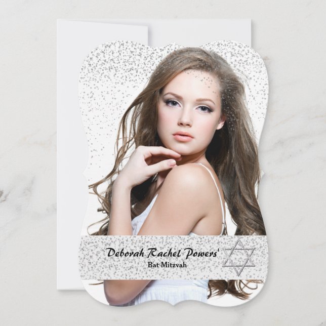 Silver Confetti Bat Mitzvah Invitation (Front)