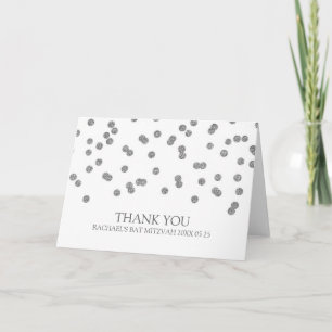 Silver Confetti Bat Mitzvah Thank You Card