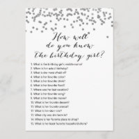 Silver Confetti Birthday - Who knows Birthday Girl
