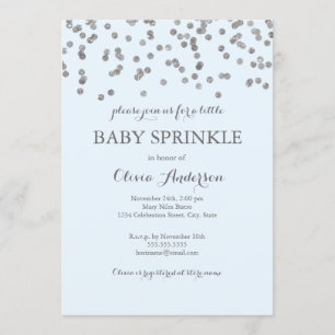 Silver Confetti Blue Baby Sprinkle Invitation