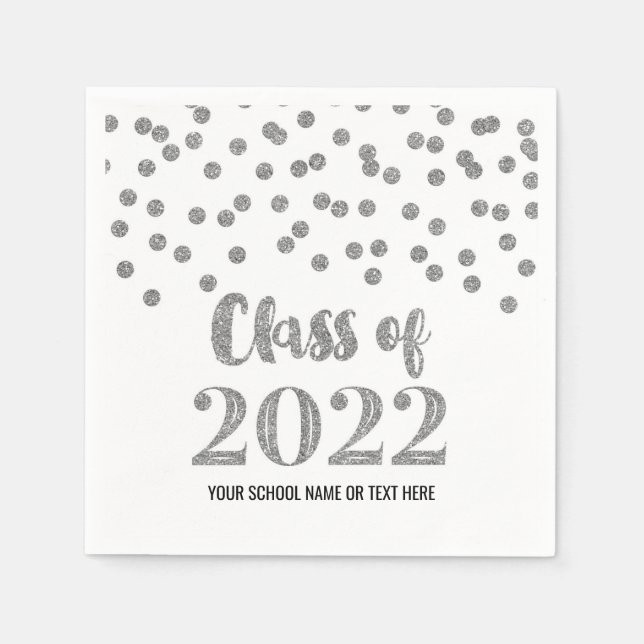 Silver Confetti Class of 2022 Napkin (Front)