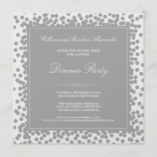 Silver Confetti Dinner Party Invitation