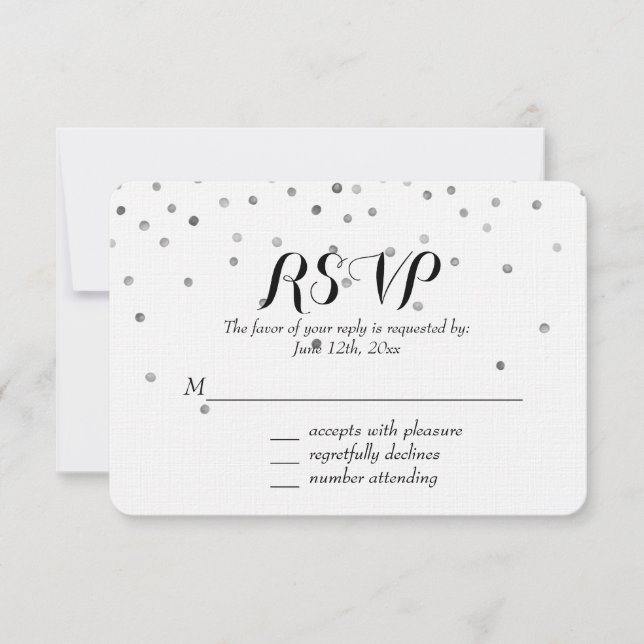 Silver Confetti Dots Wedding RSVP (Front)