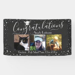 Silver Confetti Graduation 3 Photo Budget Banner