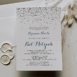 Silver Confetti Minimalist Bat Mitzvah Invitation<br><div class="desc">This silver confetti minimalist bat mitzvah invitation is perfect for a rustic bat mitzvah. The simple and elegant design features silver confetti and classic fancy script typography in blue and black.</div>