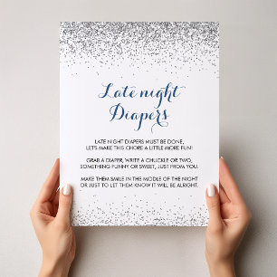 Silver Confetti Minimalist Late Night Diaper Poster