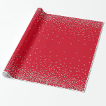 Silver Confetti Over Cherry Red Holiday Style Wrapping Paper<br><div class="desc">A graphic of confetti embellished with a faux silver foil metallic effect appears over a solid background. Feel free to change this background to any colour you prefer. Other options are available for you,  as well!</div>