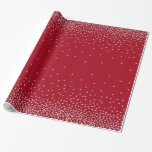 Silver Confetti Over Dark Red Holiday Style Wrapping Paper<br><div class="desc">A graphic of confetti embellished with a faux silver foil metallic effect appears over a solid background. Feel free to change this background to any colour you prefer. Other options are available for you,  as well!</div>