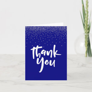 Silver Confetti OverNavy 2, Modern Thank You Card