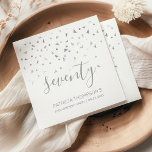 Silver Confetti Personalised 70th Birthday Party Napkin<br><div class="desc">Help them celebrate their 70th birthday in style with this simple but elegant design, featuring faux silver triangular confetti sifting down on the word "seventy" in stylish silver grey handwriting font. Personalise it with the name of the honoree in silver grey sans serif font, along with the occasion and date...</div>