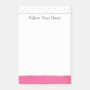 Silver Confetti Pink Ombre Watercolor Post-it Notes