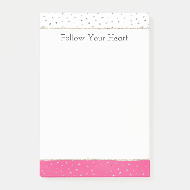 Silver Confetti Pink Ombre Watercolor Post-it Notes (Front)