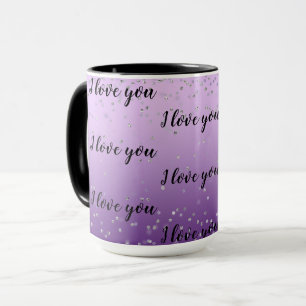 Silver Confetti Purple Ombre Love Mug