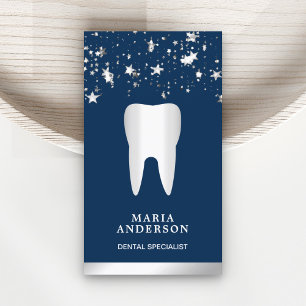 Silver Confetti Silver Tooth Dental Clinic Dentist Business Card