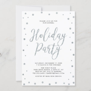 Silver Confetti   Simple Modern Holiday Party Invitation